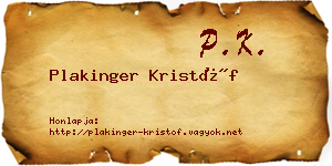 Plakinger Kristóf névjegykártya